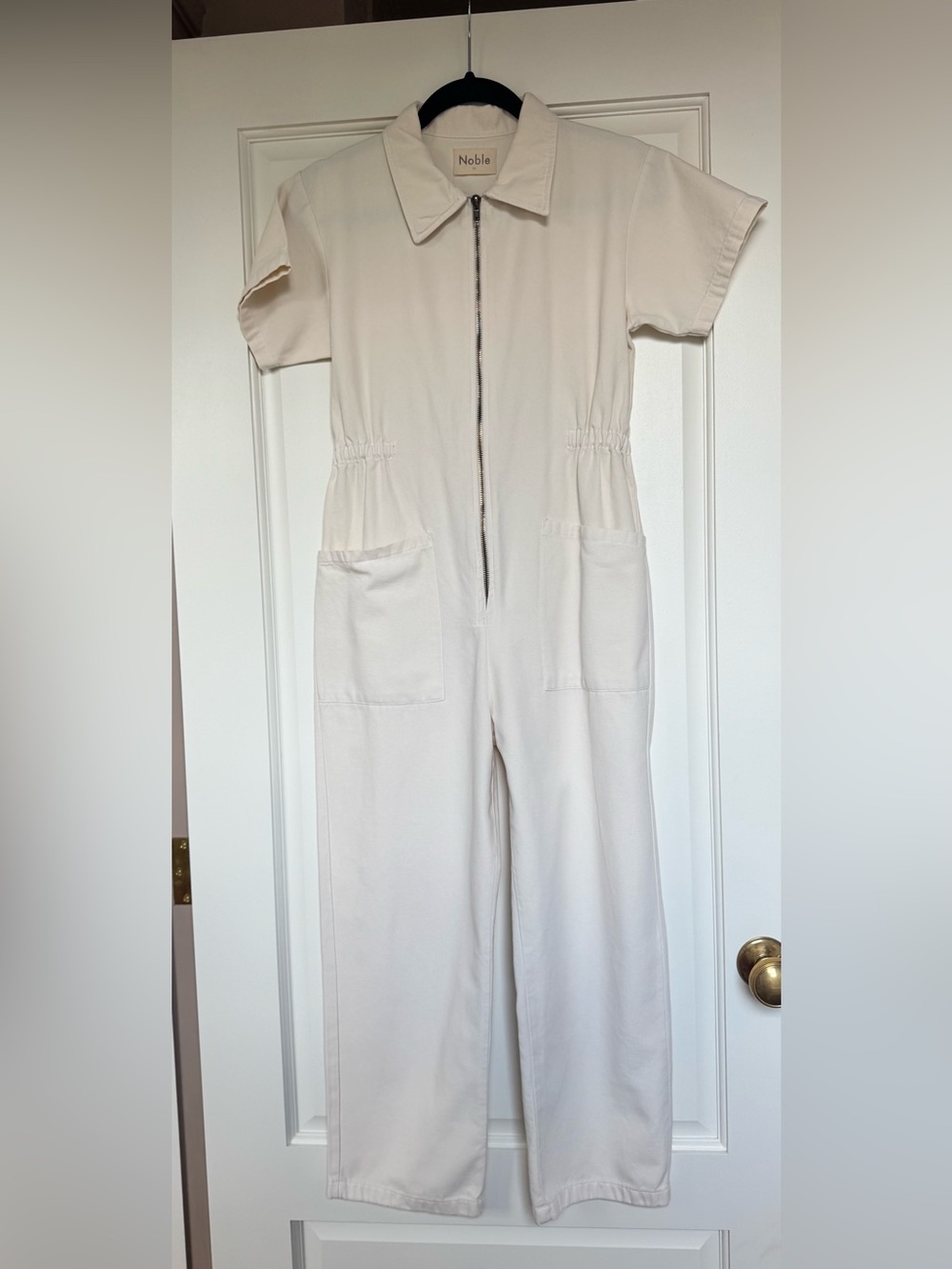 Women’s Cream Zip-Front Jumpsuit